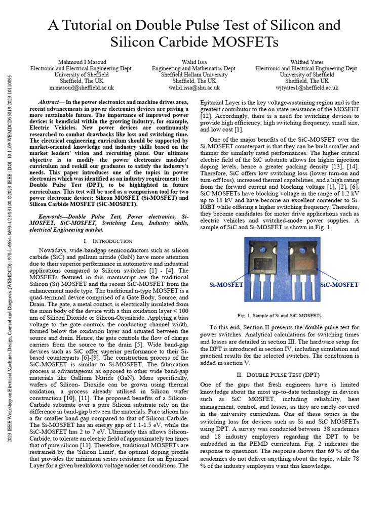 Double Pulse Test for Si and SiC MOSFETs | PDF | Mosfet | Field Effect ...