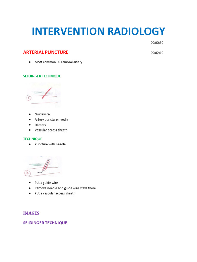 Arterial Puncture Techniques in IR | PDF