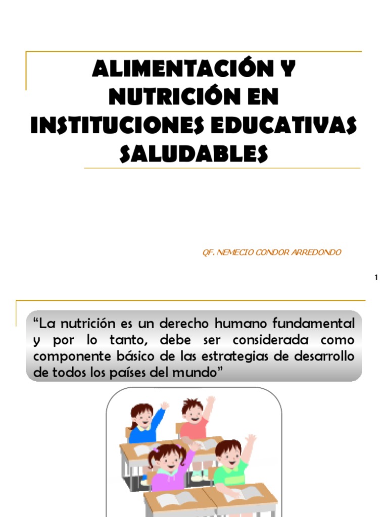 Alimentación y Nutrición en Instituciones Educativas Saludables | PDF ...