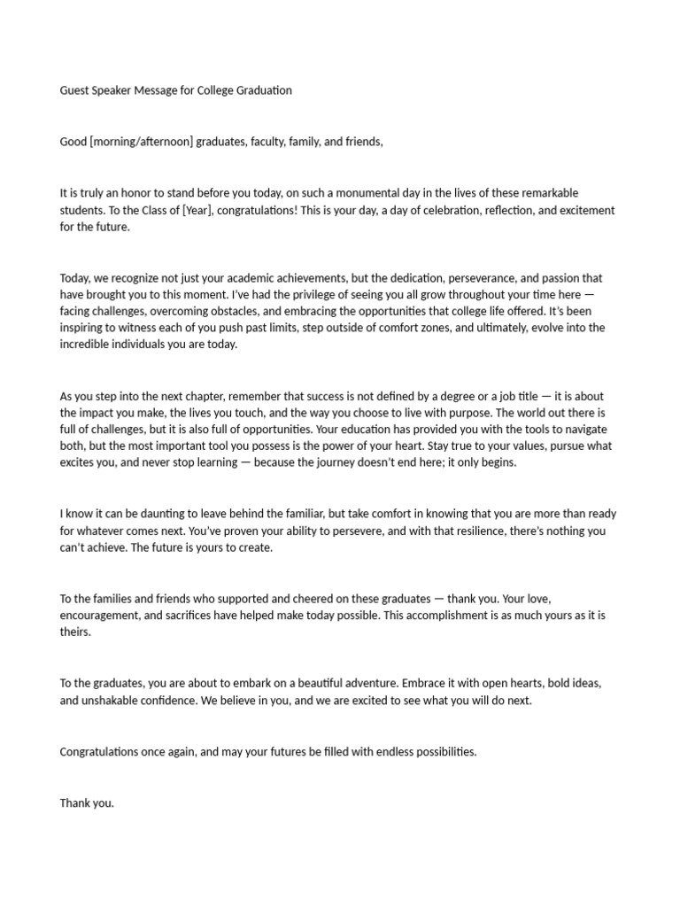 Inspiring Graduation Message for Students | PDF