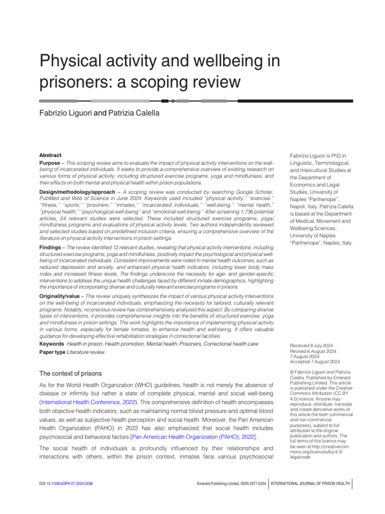 10 1108 - Ijoph 07 2024 0038 | PDF | Systematic Review | Prisoner