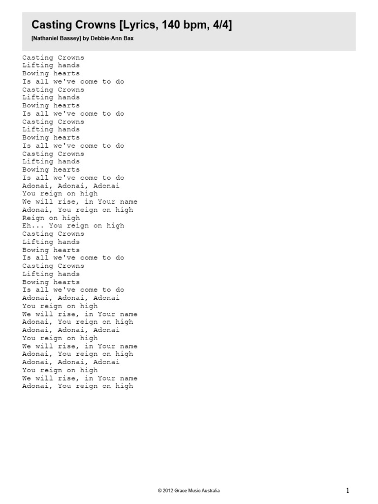 Casting Crowns Lyrics PDF