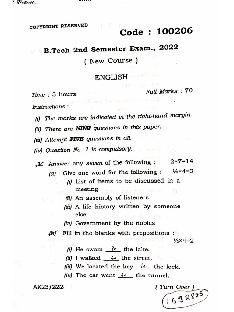 English 2ND Sem 2022 | PDF