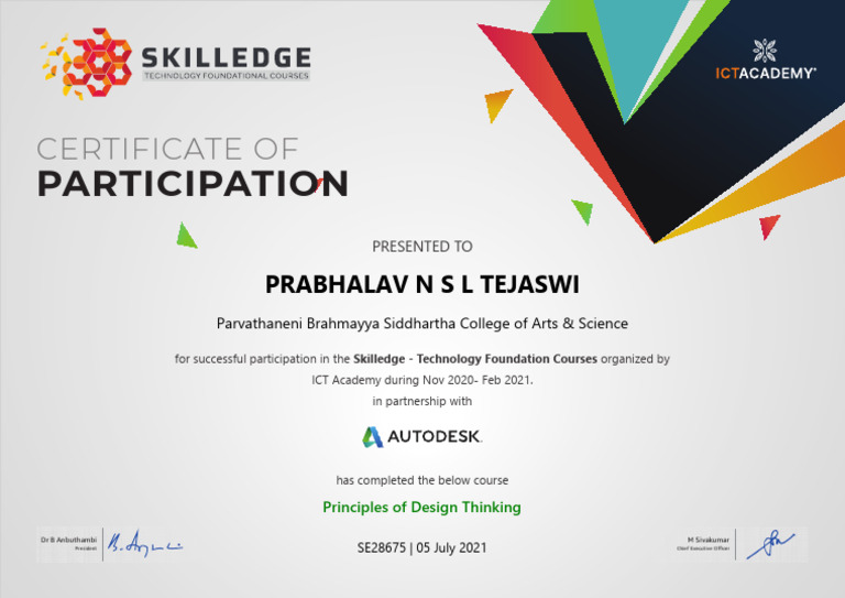 Certificate of Participation in Design Thinking | PDF