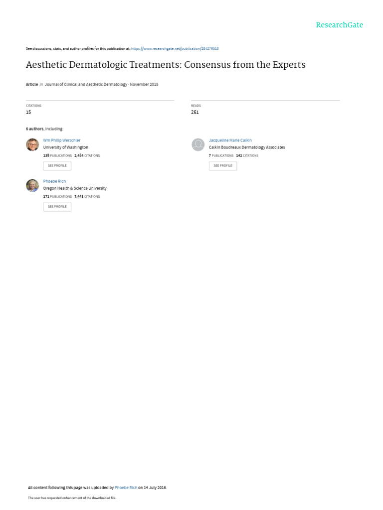 Aesthetic Derma To Logic Treatments Consensus From The Experts | PDF ...