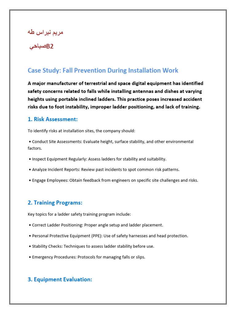 Fall Prevention Strategies for Installations | PDF
