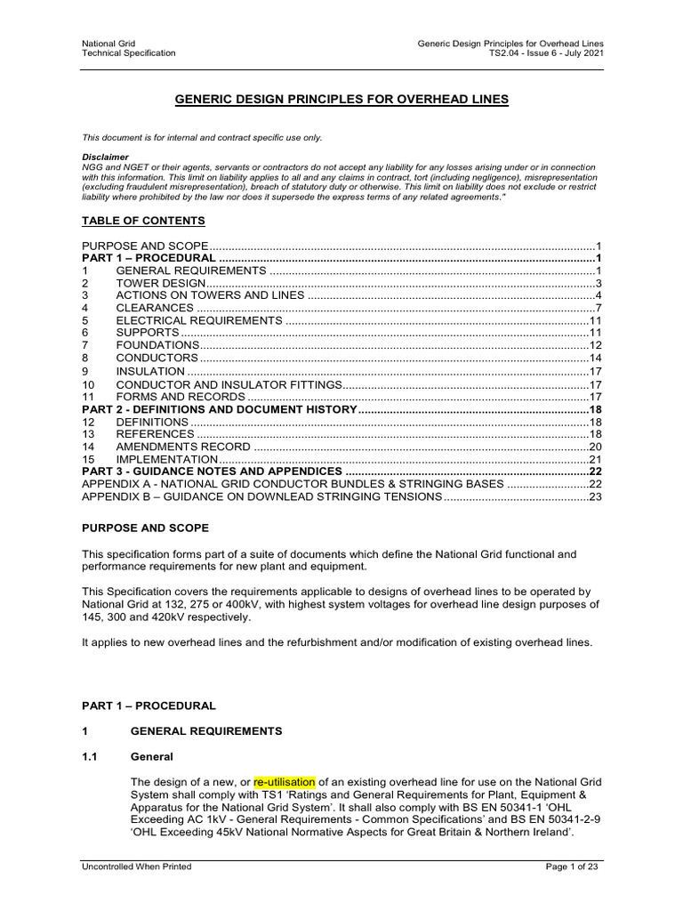 Overhead Line Design Principles Guide | PDF | Legal Liability | Electricity