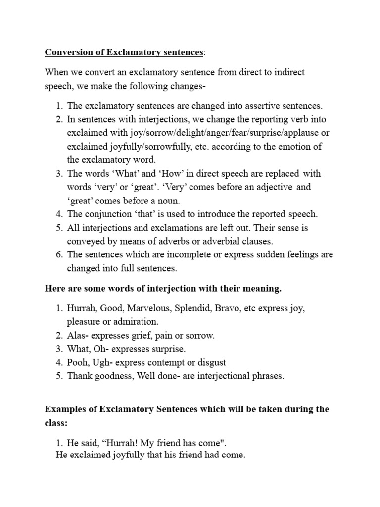 Converting Exclamatory Sentences | PDF