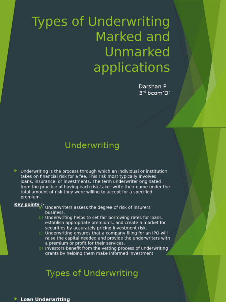 Types of Underwriting Explained | PDF | Underwriting | Insurance
