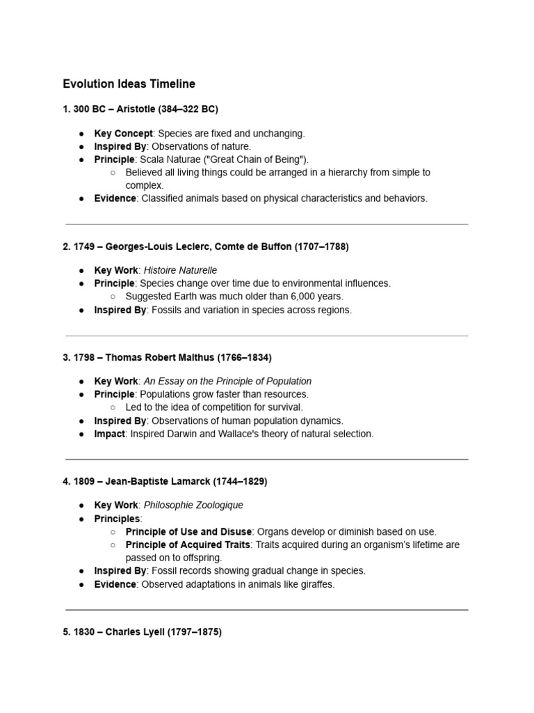 Evolution Ideas Timeline (Reviewer) | PDF | Natural Selection | Evolution