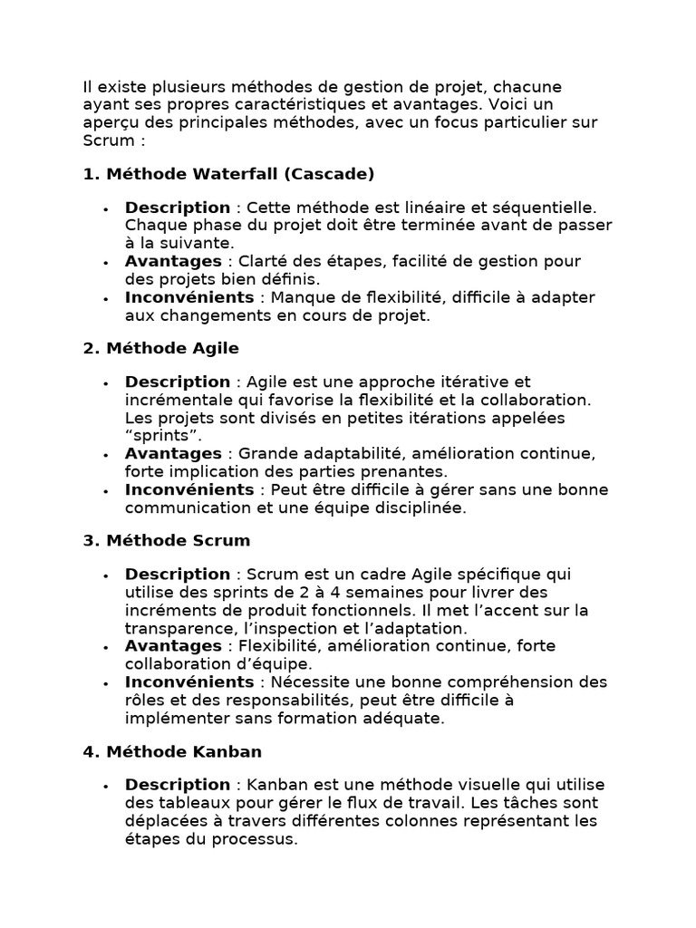 Méthodes de gestion de projet : Scrum et plus | PDF | Scrum ...