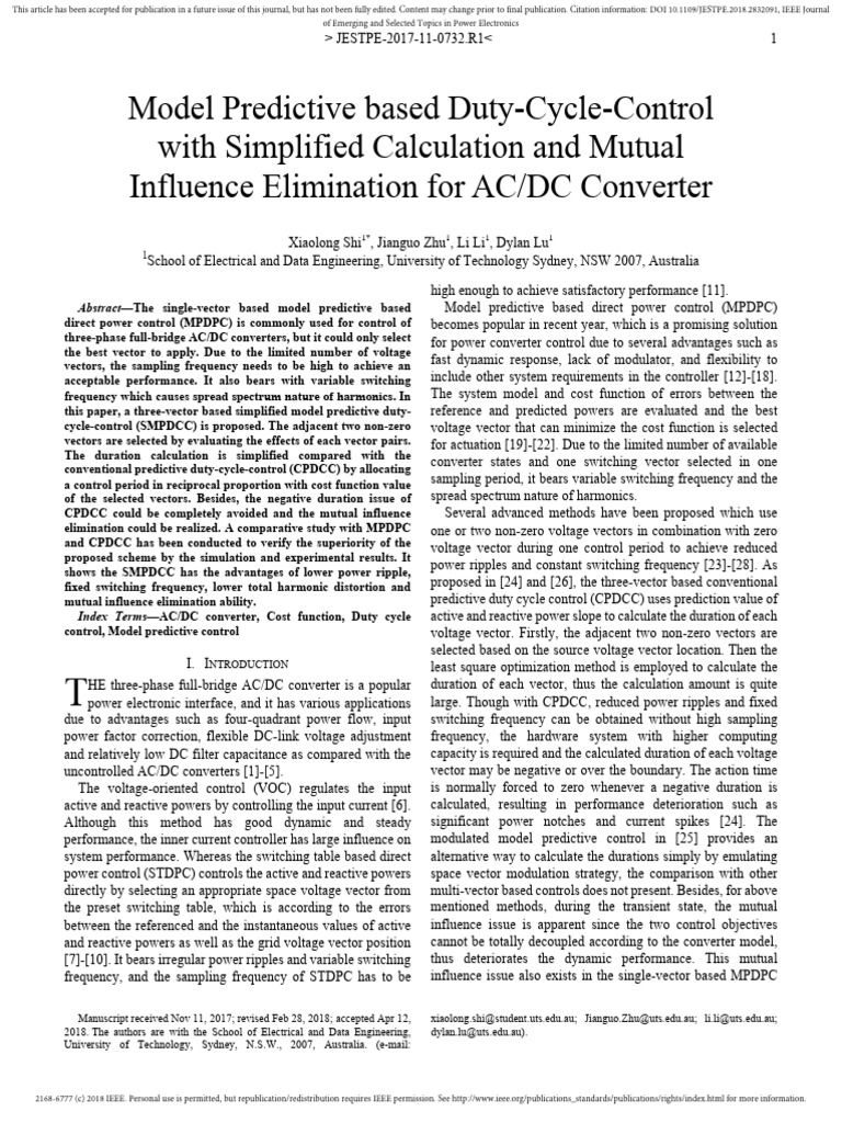 Simplified Model Predictive Control for AC/DC | PDF