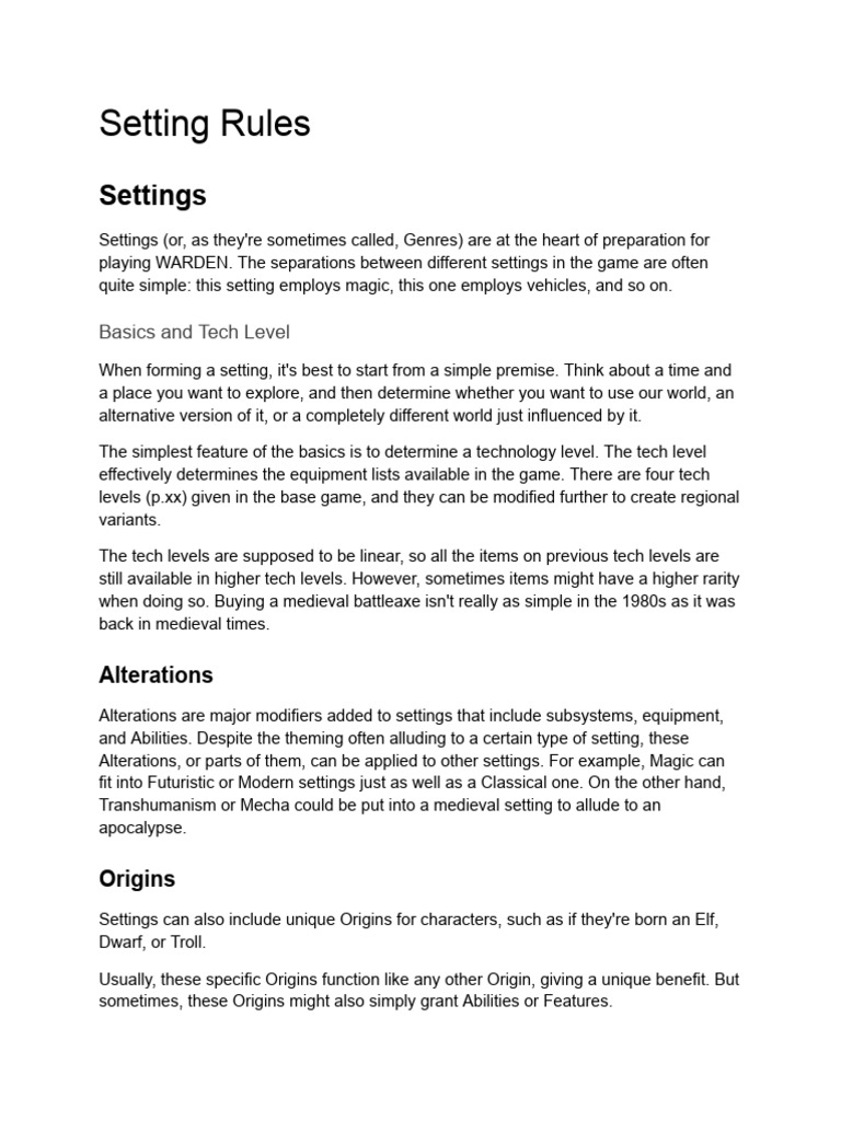 WARDEN Game Settings and Equipment Guide | PDF | Ammunition | Alchemy