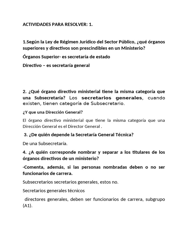 ACTIVIDADES PARA RESOLVER 1- Jurídica | PDF