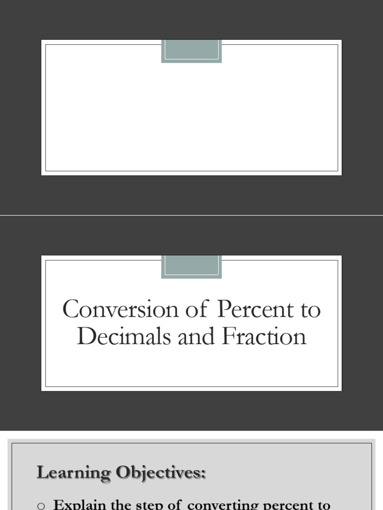 Converting Percent to Decimal and Fraction | PDF | Percentage | Decimal