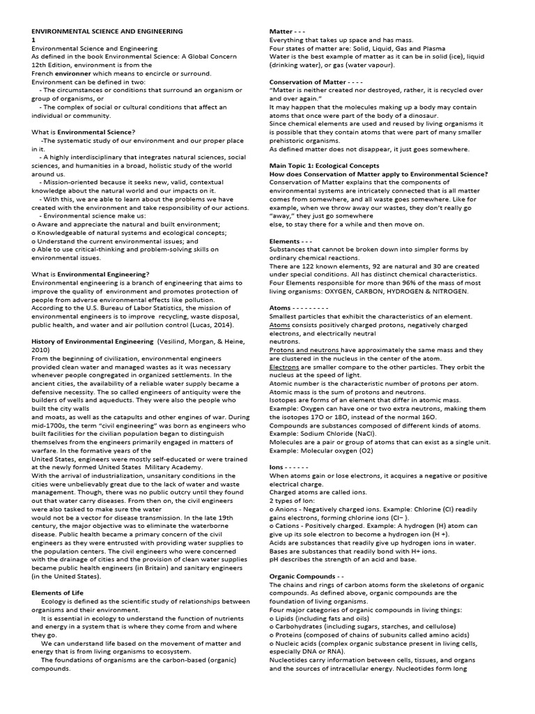 Environmental Science and Engineering | PDF | Ion | Ecosystem