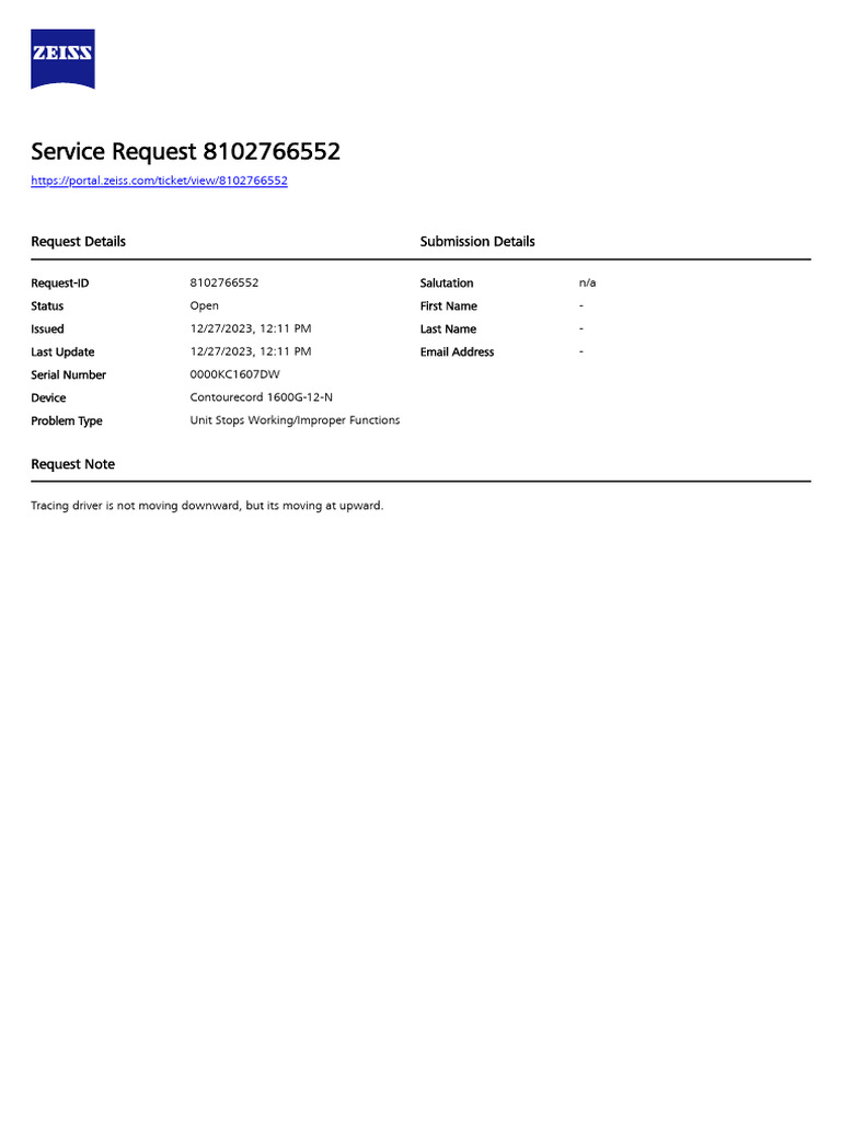 Service Ticket 8102766552 | PDF