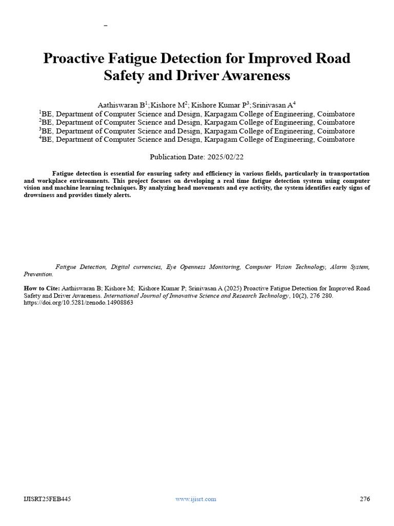 Proactive Fatigue Detection For Improved Road Safety and Driver ...