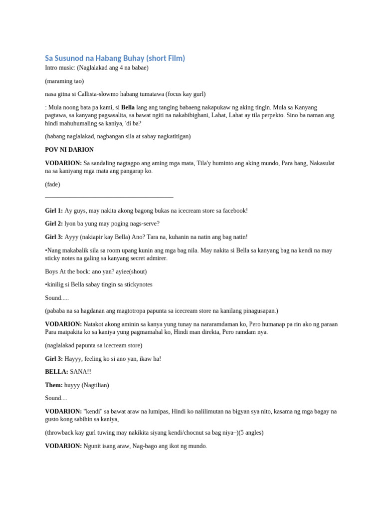 Film Script MAPEH | PDF