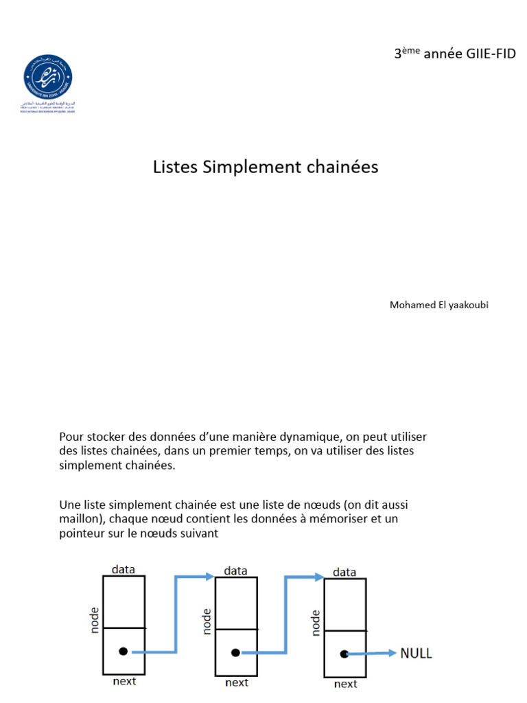 Introduction aux listes chaînées simples | PDF | Pointeur ...