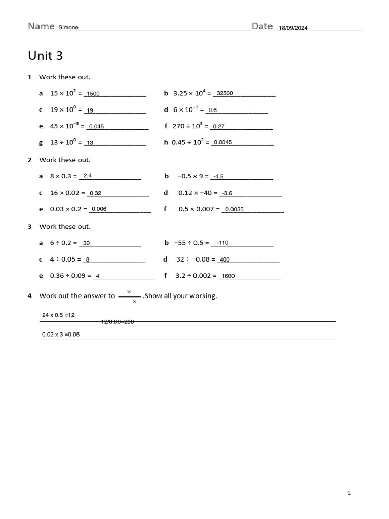 Decimal Operations and Rounding Exercises | PDF | Numbers | Mathematics