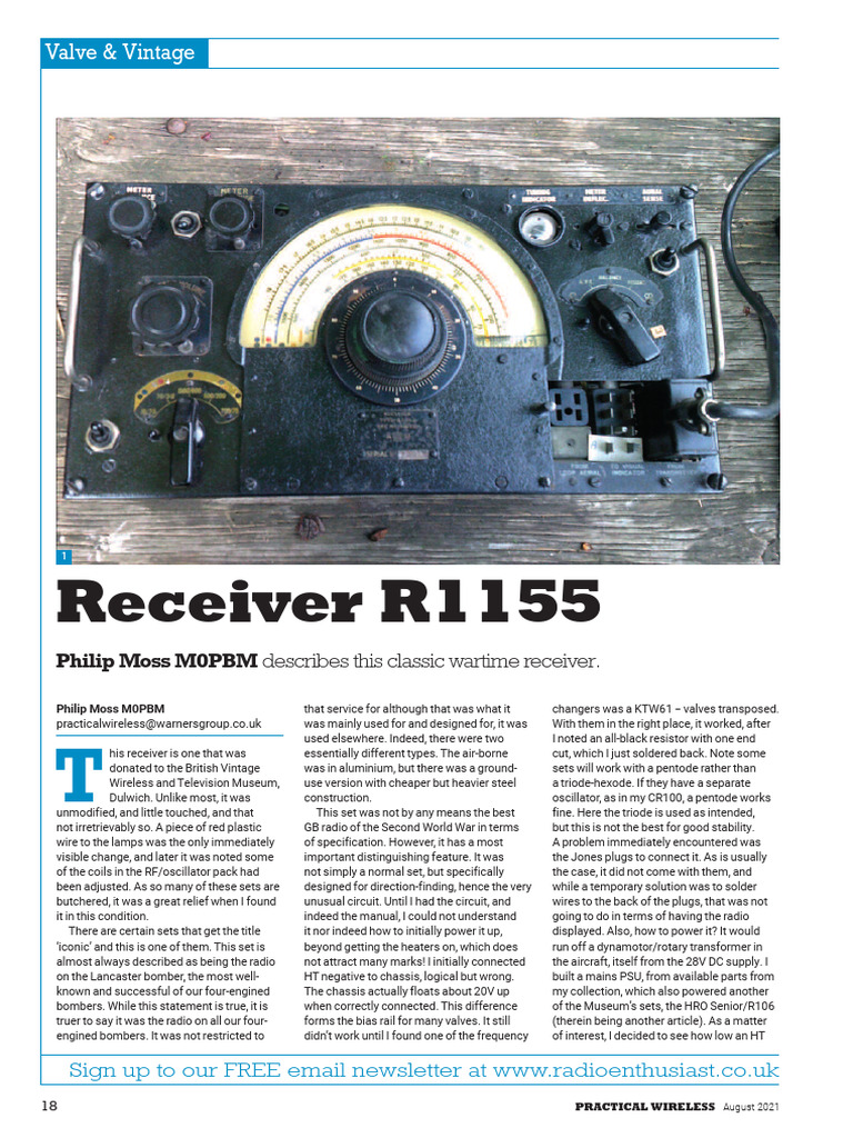 R1155 Wartime Receiver Overview | PDF | Vacuum Tube | Amplifier