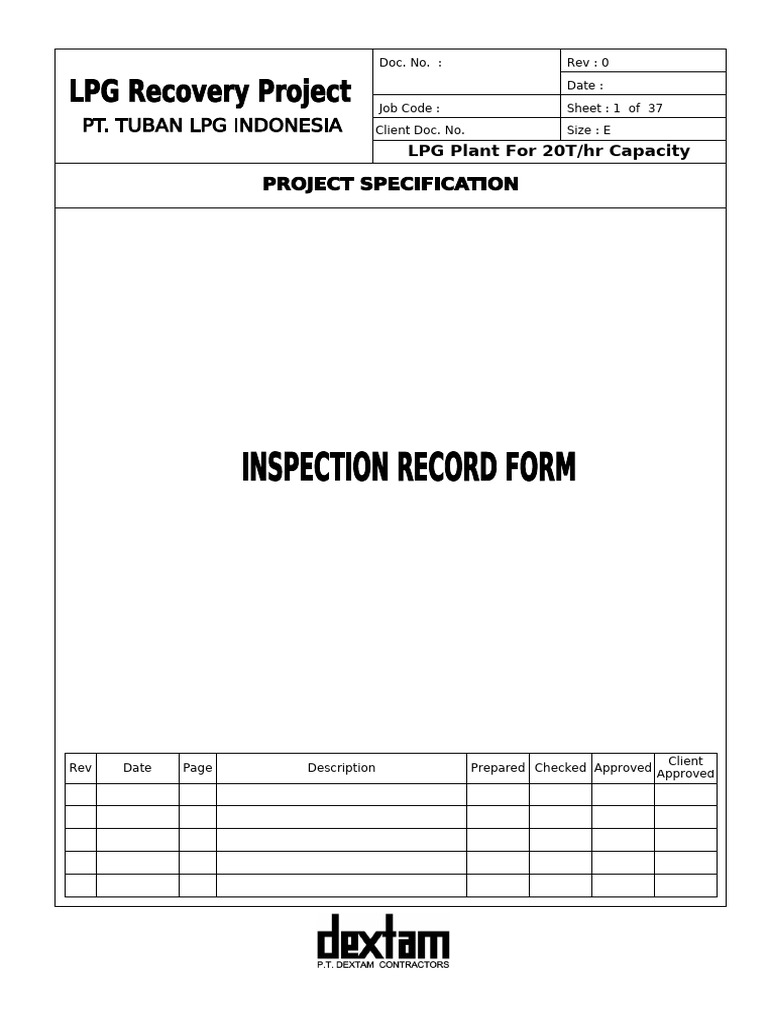 LPG Plant Inspection Record Forms | PDF | Instrumentation | Concrete