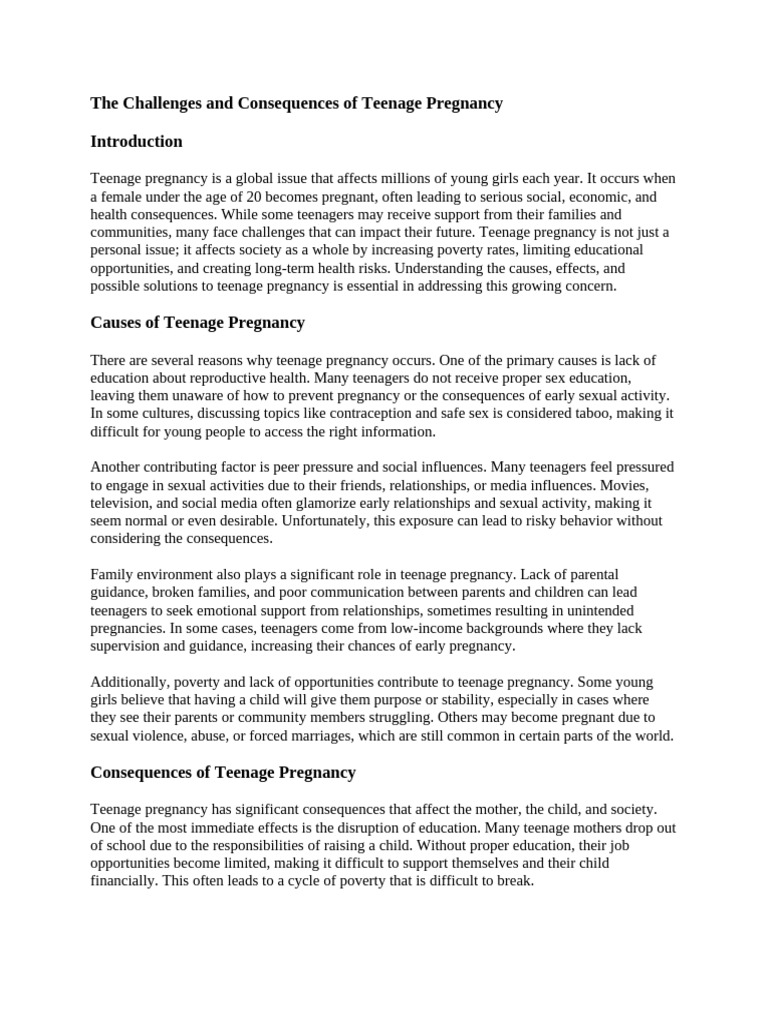 Understanding Teenage Pregnancy Issues | PDF | Teenage Pregnancy ...
