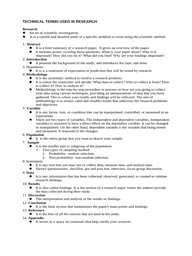 Key Research Terms Explained | PDF | Methodology | Procedural Knowledge