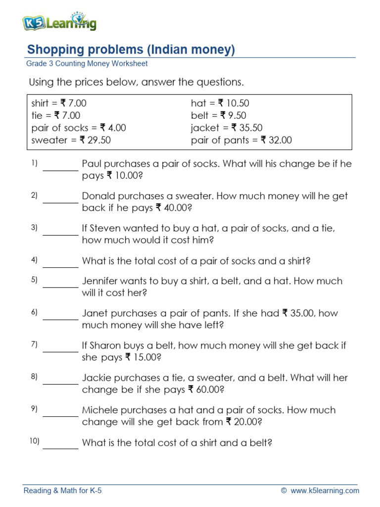 grade-3-indian-rupee-money-d | PDF | Economies | International Trade