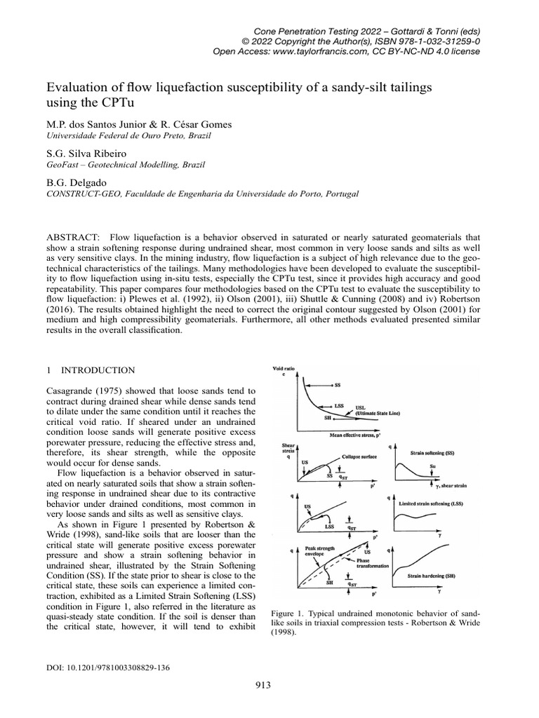 Evaluation of Flow Liquefaction Susceptibility of A Sandy Silt Tailings ...