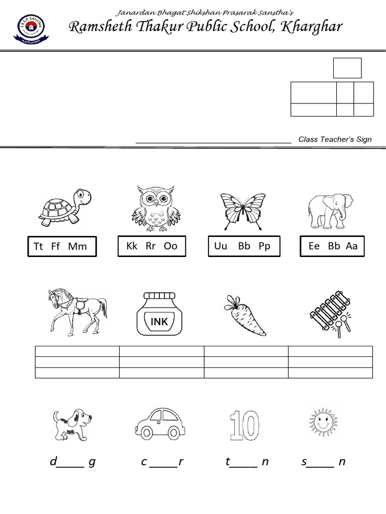 Jr. KG English Worksheet 2023-24 | PDF