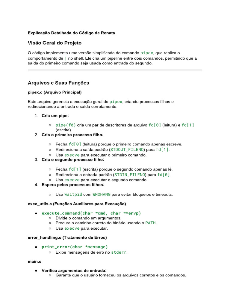 Implementação do Comando Pipex | PDF