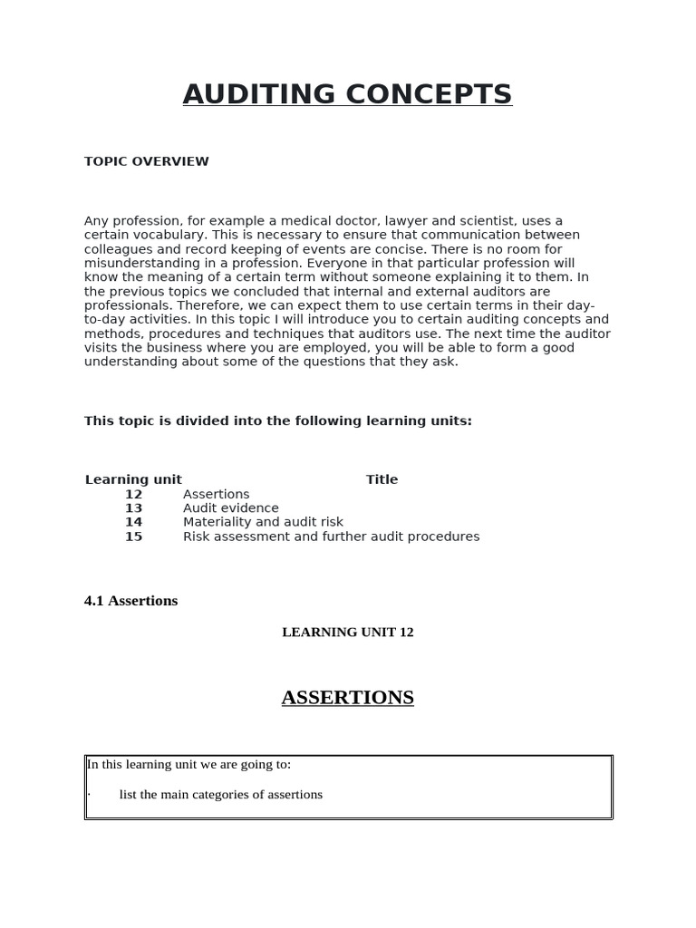 Auditing Concepts | PDF | Audit | Internal Control
