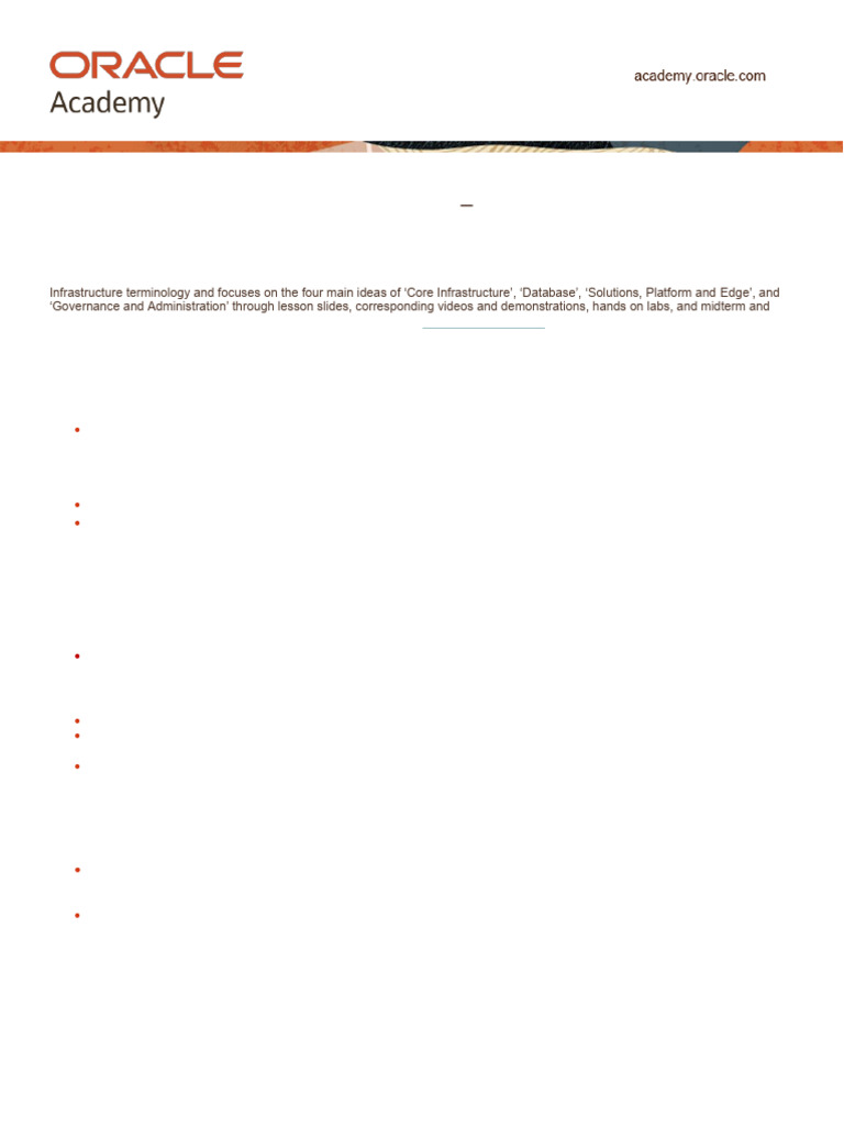 Oracle Cloud Infrastructure Foundations I Course Description | PDF ...