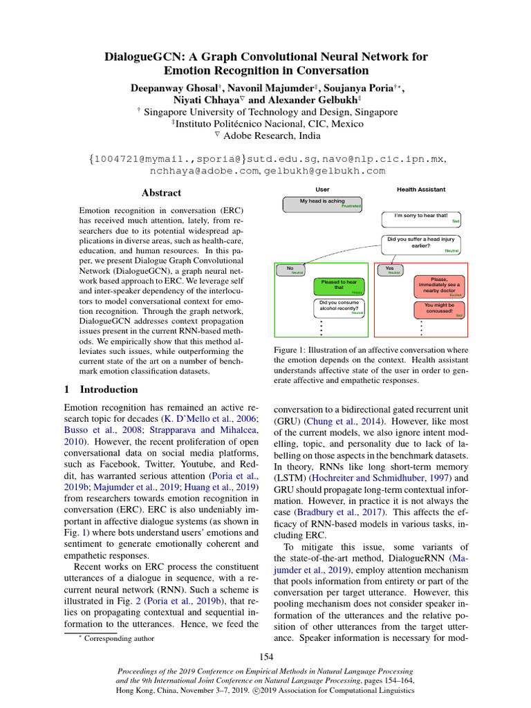 DialogueGCN A Graph Convolutional Neural Network For Emotion ...