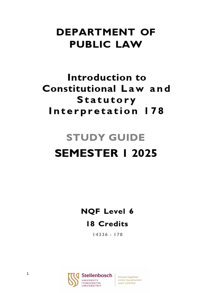Constitutional Law Study Guide 2025 | PDF | Apartheid | Constitution