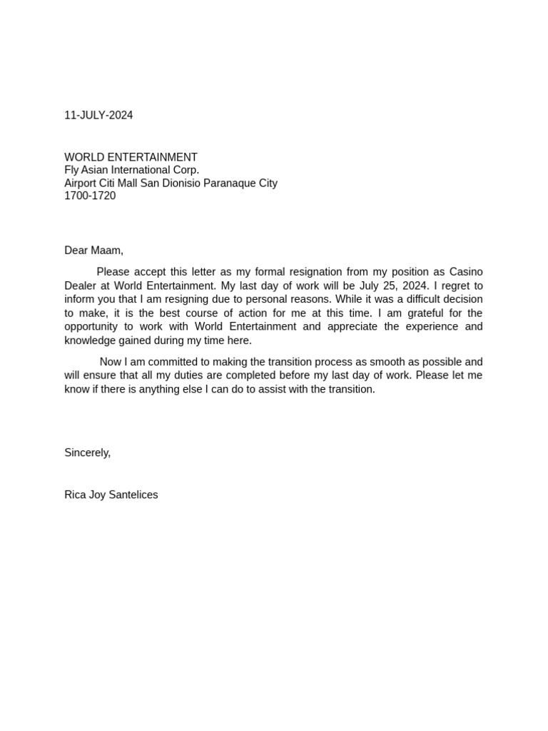 Resignation | PDF
