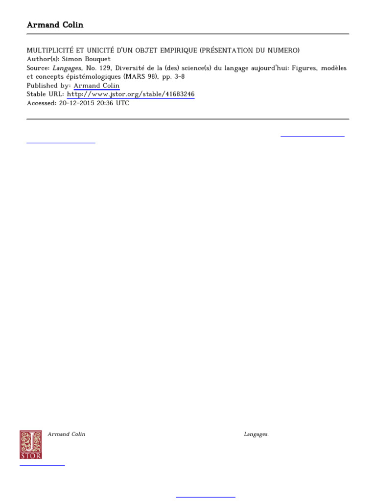 Multiplicité et unicité en linguistique | PDF | Linguistique ...