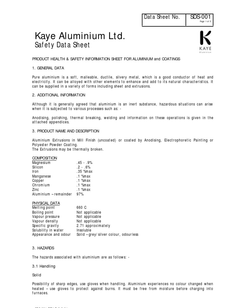 Msds Aluminium PDF Aluminium Paint