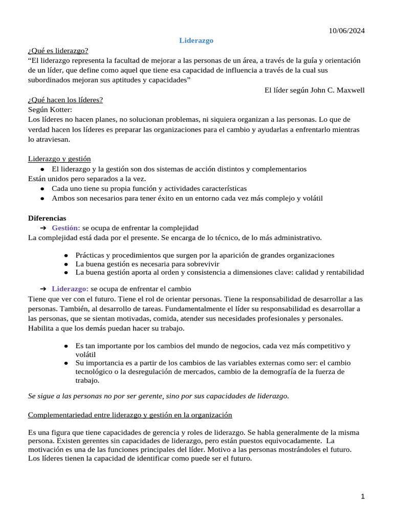 Liderazgo: Claves y Diferencias con Gestión | PDF | Liderazgo | Las ...