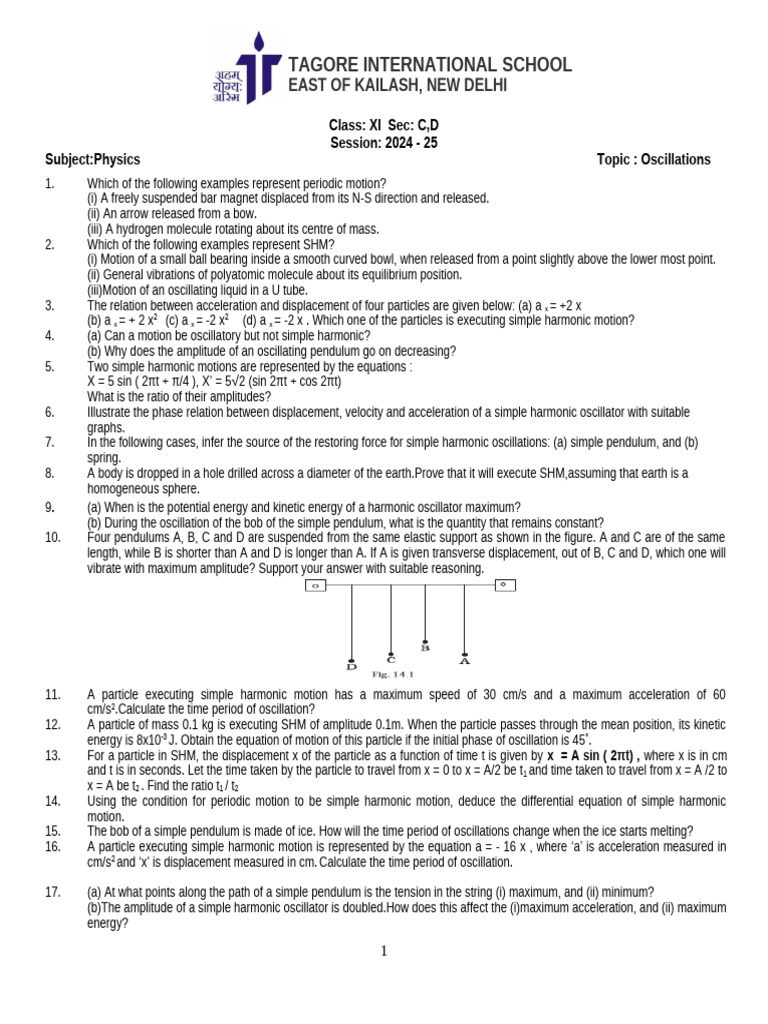 Physics Class XI: Oscillations Guide | PDF | Oscillation | Pendulum