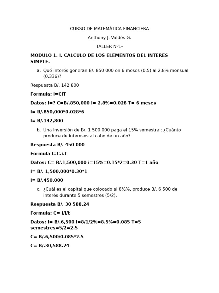 Curso de Matemática Financiera | PDF | Matemáticas | Finanzas Matemáticas