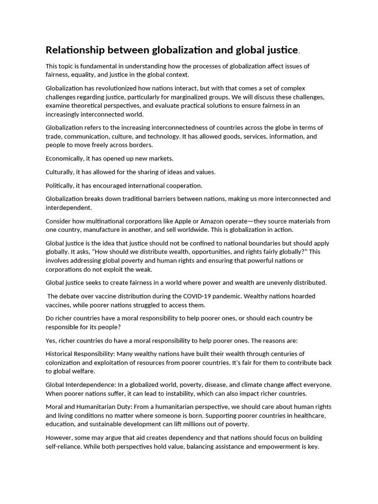 Globalization and Justice Interconnections | PDF | Globalization ...