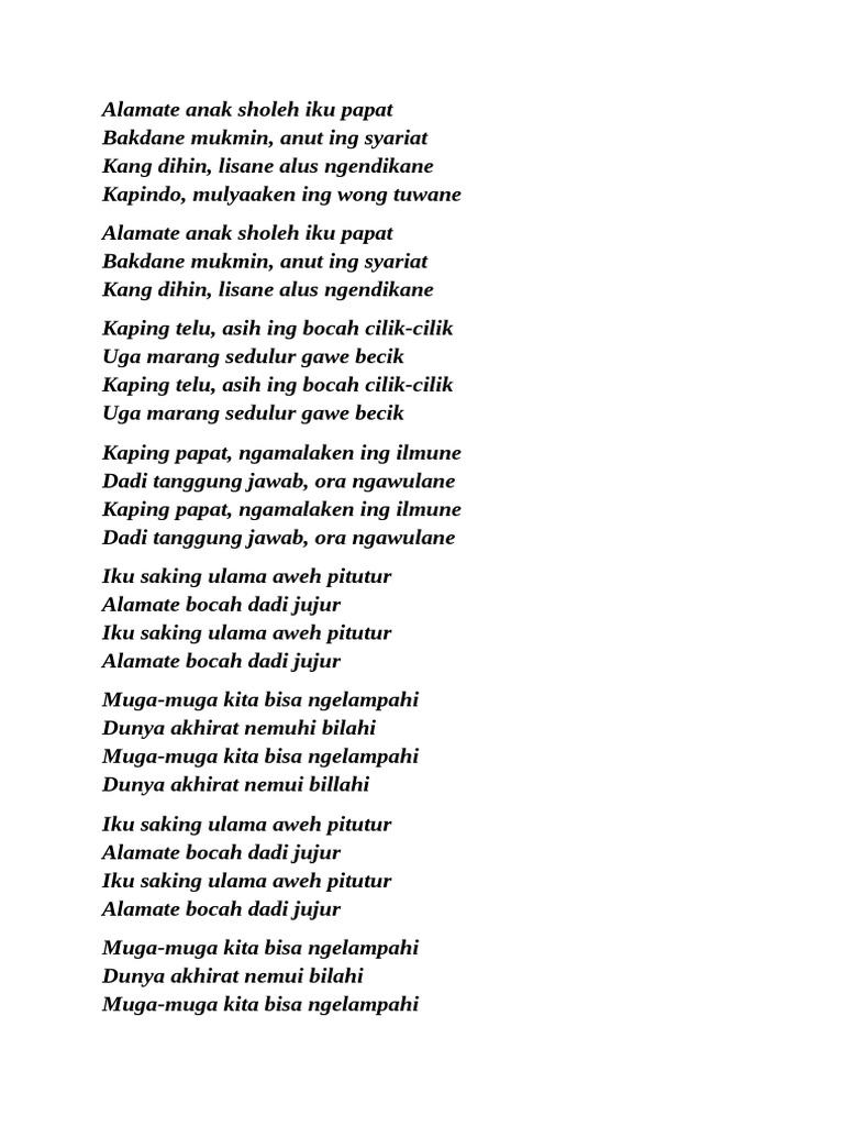 Alamate Anak Sholeh Iku Papat | PDF
