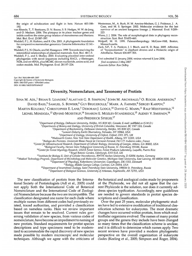 Protist Classification and Nomenclature Issues | PDF | Taxonomy ...