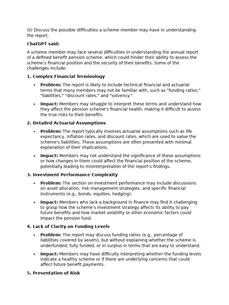 The Possible Difficulties For A Pension Scheme Member | PDF | Pension ...