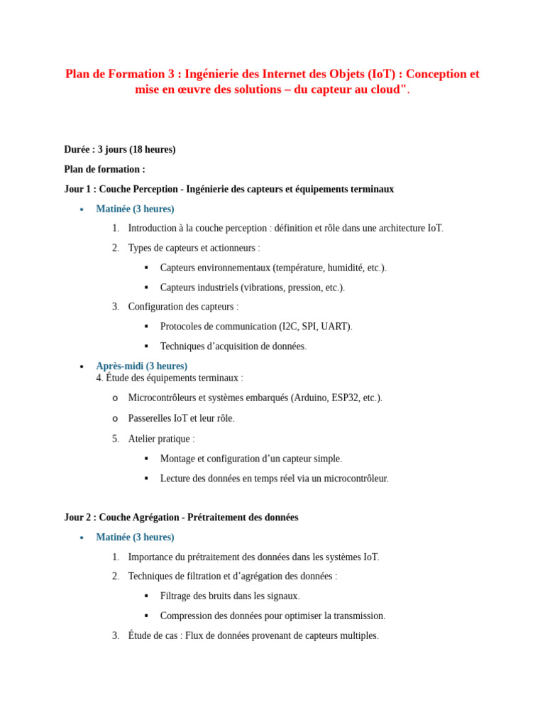Formation IoT : Conception et mise en œuvre | PDF | Internet des objets ...