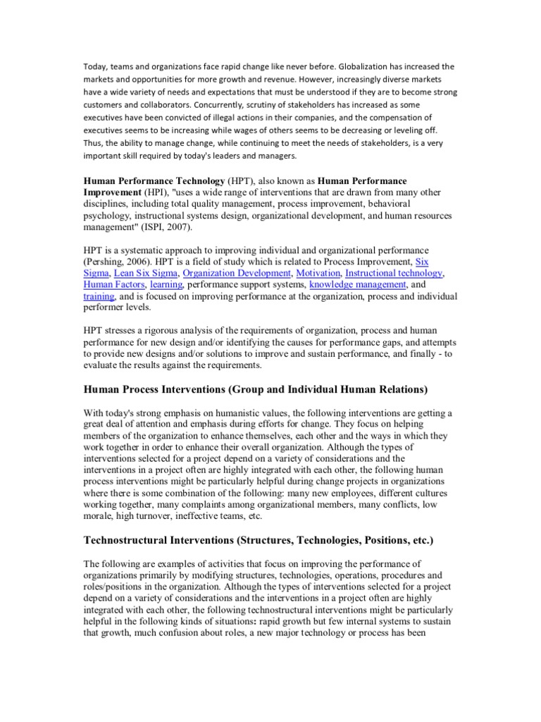 Human Performance Technologyy Y Y Yyhuman Performance Improvementy ...