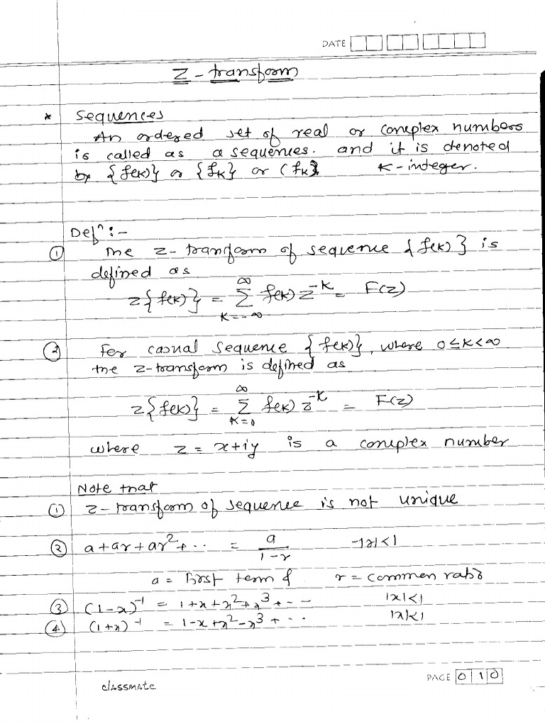 Z Transform Notes | PDF